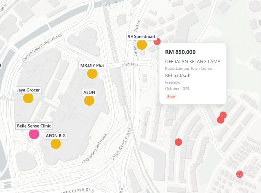 PropertyKini Malaysia property investment ROI dashboard showing rental yield data for Kuala Lumpur